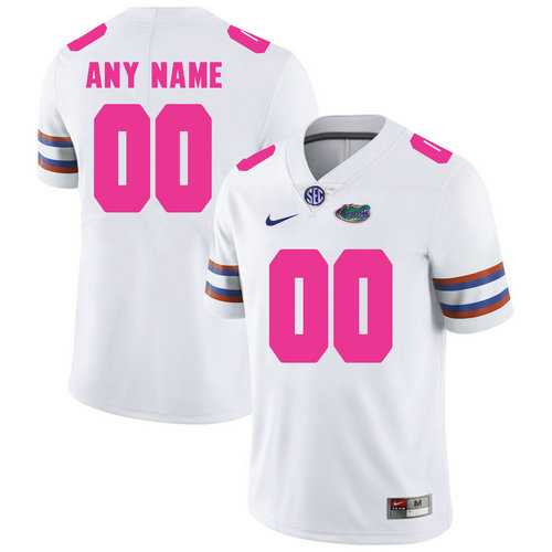 Men%27s Florida Gators White Customized 2018 Breast Cancer Awareness College->customized ncaa jersey->Custom Jersey
